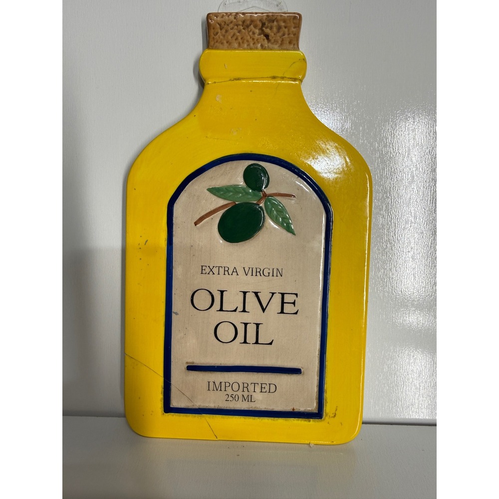 Vintage 1997 Boston Warehouse Olive Oil Bottle Ceramic Spoon Rest Wall Decor